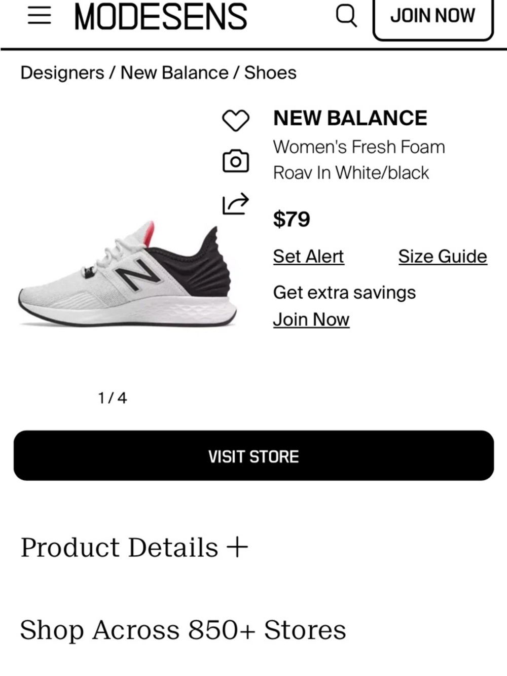 New Balance Women's Fresh Foam Sneakers in White, Black & Pink Accent